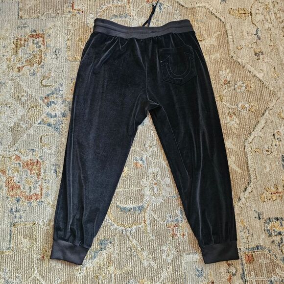 True Religion Black Velvet Sweatpants Sz 2xl With 29" Inseam - Picture 4 of 7